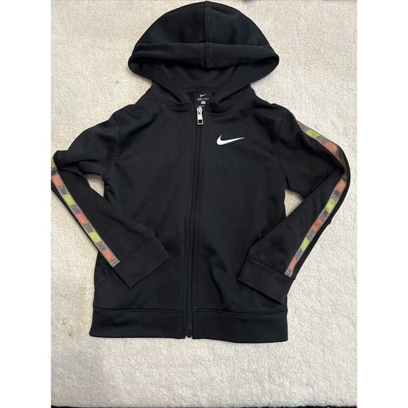 Nike Girls Full Zip Hoodie Dry-Fit Black 7 Large - Picture 2 of 6